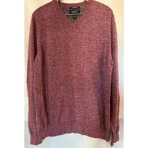 Nordstrom Men's Shop V-Neck Sweater - Speckled Burgundy, Size L